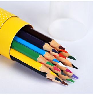 可爱娃娃彩色铅笔圆纸桶装36色木杆铅笔