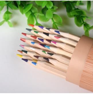 原木彩色铅笔圆纸桶装36色木杆铅笔