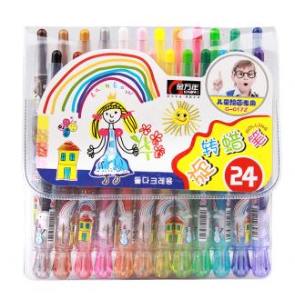 蜡妹子短杆24色套装旋转蜡笔