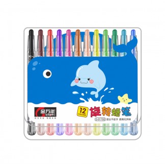海豚跳跳短杆12色套装旋转蜡笔(G-01700)