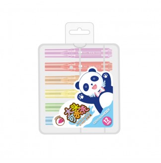 大头可水洗粗杆熊猫12色水彩笔(G-0583)